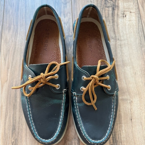 Men’s Navy blue leather preppy Sperry boat shoes sz 12 main image 6